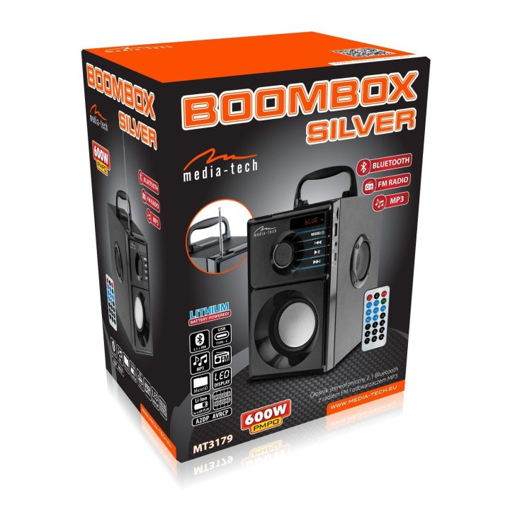 Sidabrinis Bluetooth garsiakalbis Media-Tech MT3179 Boombox
