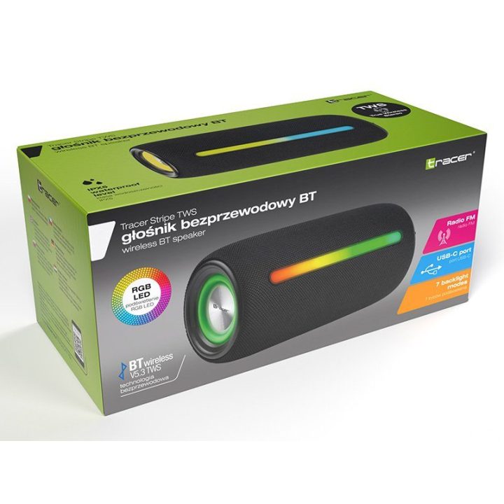 Tracer Stripe TWS Bluetooth garsiakalbis, juodas