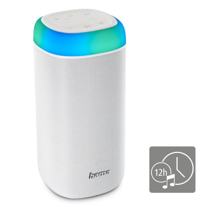 Belaidis garsiakalbis su LED apšvietimu Hama Shine 2.0, baltas