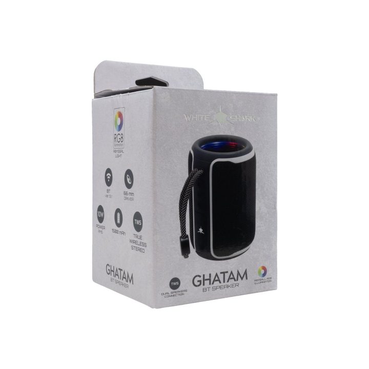 Bluetooth garsiakalbis White Shark Ghatam, juodas/baltas