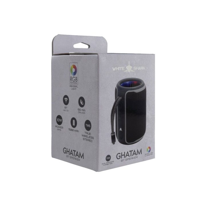 White Shark Ghatam GBT-3007 Bluetooth garsiakalbis, juodas/pilkas