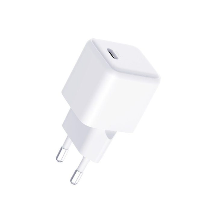 Baltas 25 W PD GaN sieninis įkroviklis su USB-C kabeliu