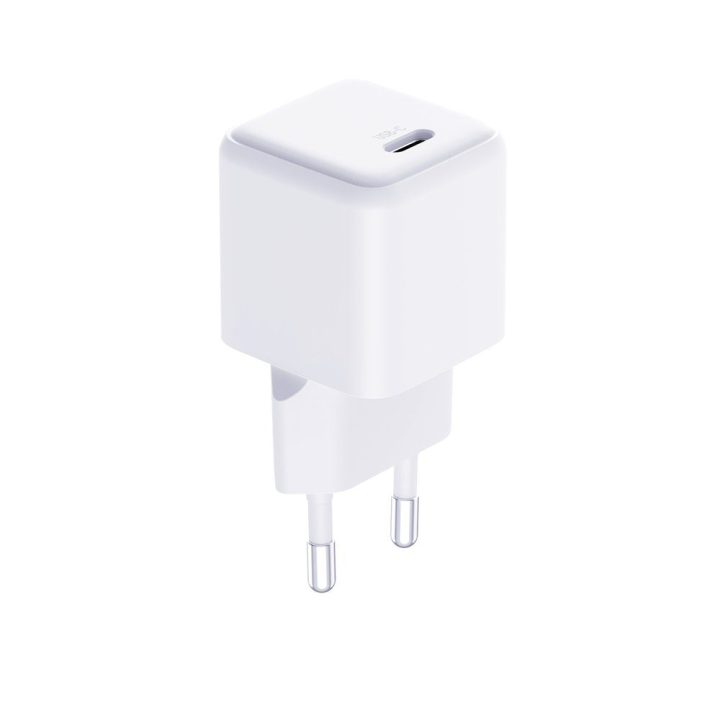 Baltas 25 W PD GaN sieninis įkroviklis su USB-C kabeliu