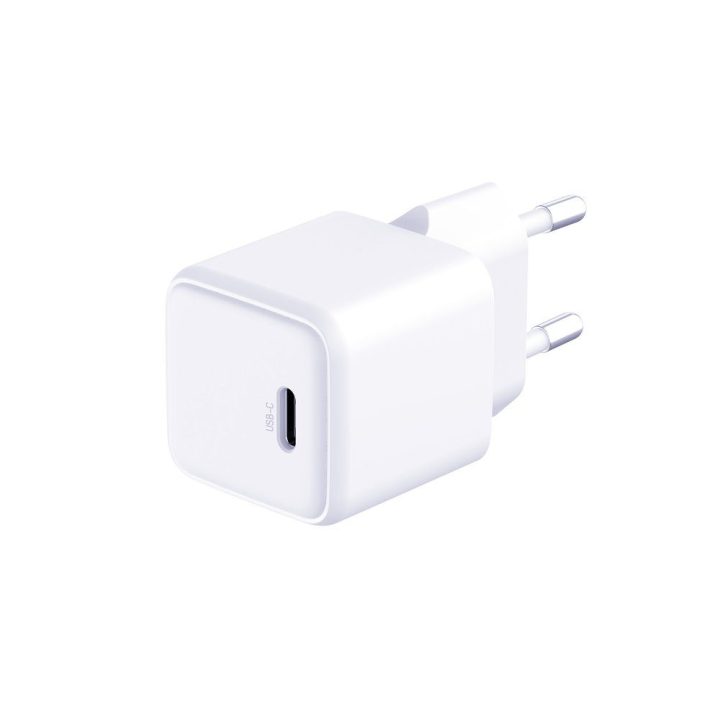Baltas 25 W PD GaN sieninis įkroviklis su USB-C kabeliu