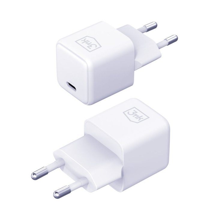 Baltas 25 W PD GaN sieninis įkroviklis su USB-C kabeliu