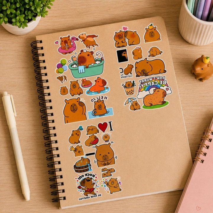 Vaikiškų laikinų tatuiruočių rinkinys „Capybara“, 10 lapų
