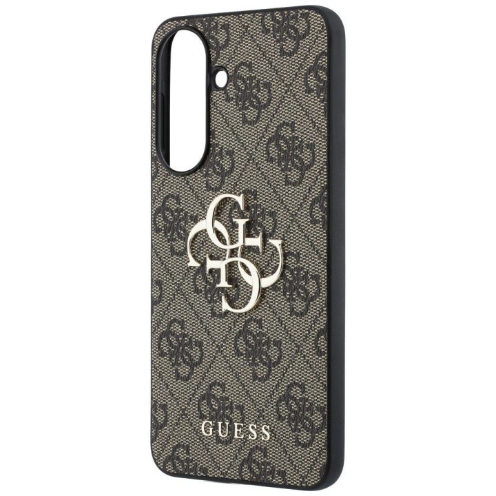 Rudas „Guess“ kietas dėklas „Leather 4G Metal Logo“ Samsung Galaxy A37 5G telefonui
