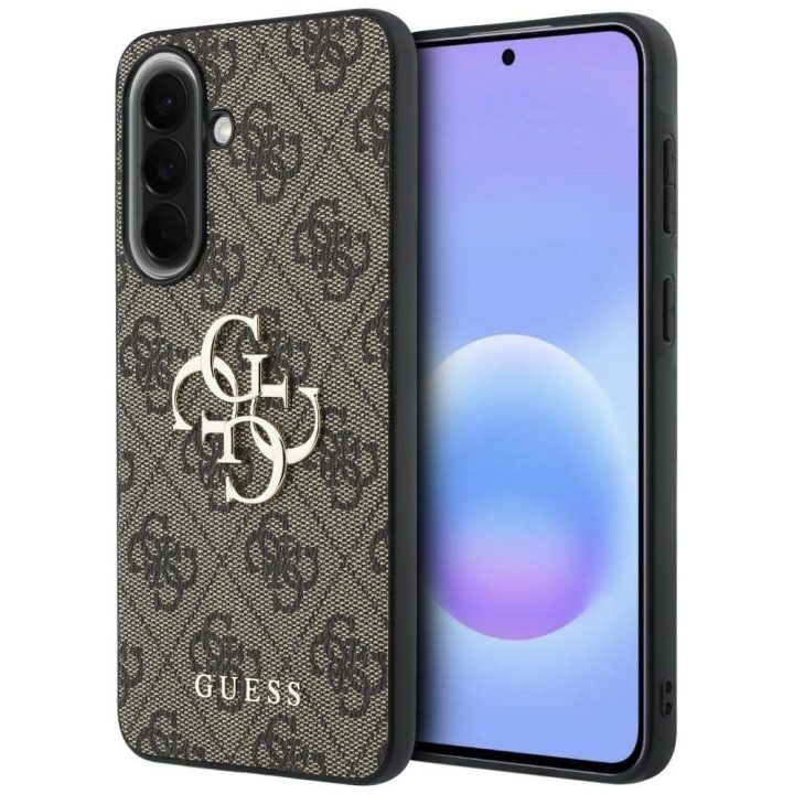 Dėklas Guess Leather 4G Metal Logo Samsung Galaxy A57 5G telefonui, rudas