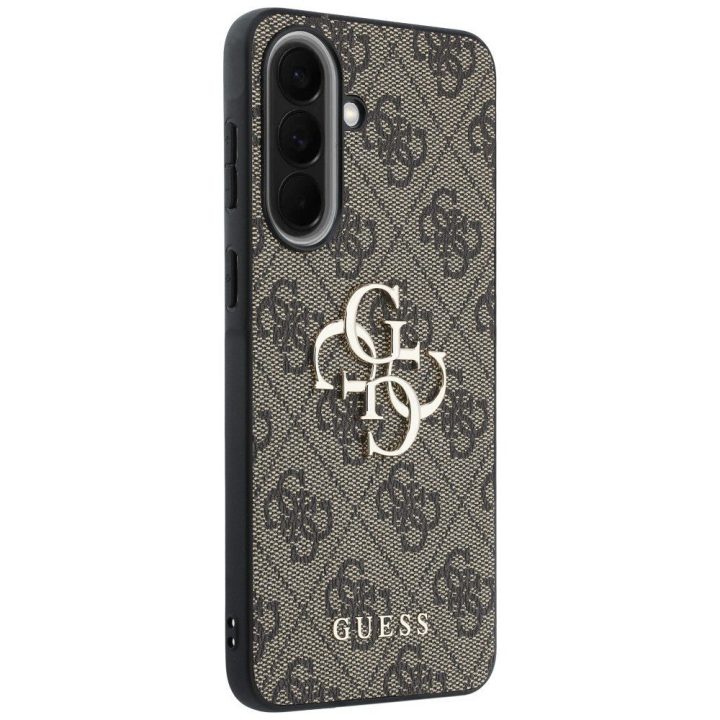 Dėklas Guess Leather 4G Metal Logo Samsung Galaxy A57 5G telefonui, rudas