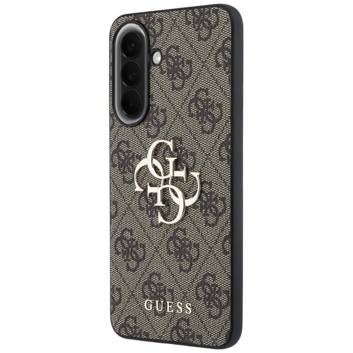 Dėklas Guess Leather 4G Metal Logo Samsung Galaxy A57 5G telefonui, rudas