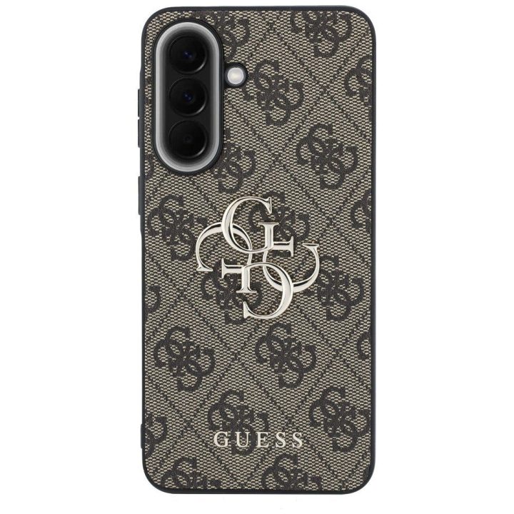 Dėklas Guess Leather 4G Metal Logo Samsung Galaxy A57 5G telefonui, rudas