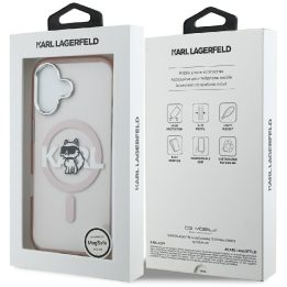 Rožinis Karl Lagerfeld dėklas iPhone 17 telefonui su MagSafe