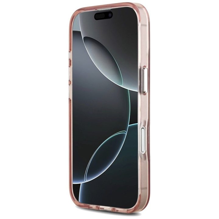 Rožinis Karl Lagerfeld dėklas iPhone 17 telefonui su MagSafe