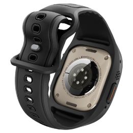 Dirželis su dėklu Spigen Liquid Air Pro Apple Watch Ultra 49 mm su 9H apsauginiu stiklu, juodas