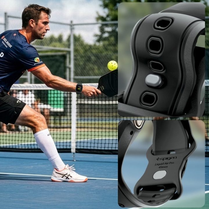 Dirželis su dėklu Spigen Liquid Air Pro Apple Watch Ultra 49 mm su 9H apsauginiu stiklu, juodas