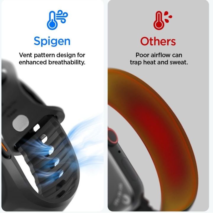 Dirželis su dėklu Spigen Liquid Air Pro Apple Watch Ultra 49 mm su 9H apsauginiu stiklu, juodas