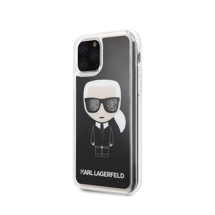 Juodas dėklas Karl Lagerfeld Iconic Glitter iPhone 11 Pro telefonui