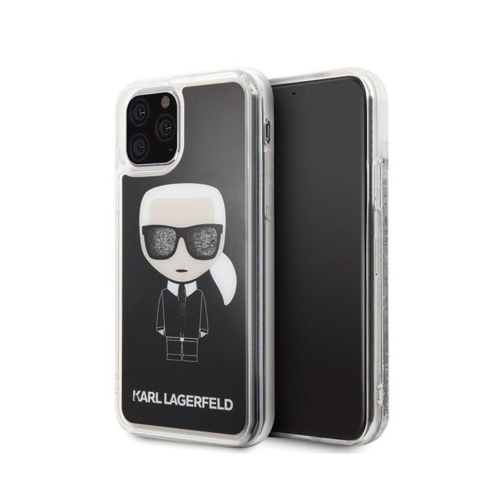 Juodas dėklas Karl Lagerfeld Iconic Glitter iPhone 11 Pro telefonui