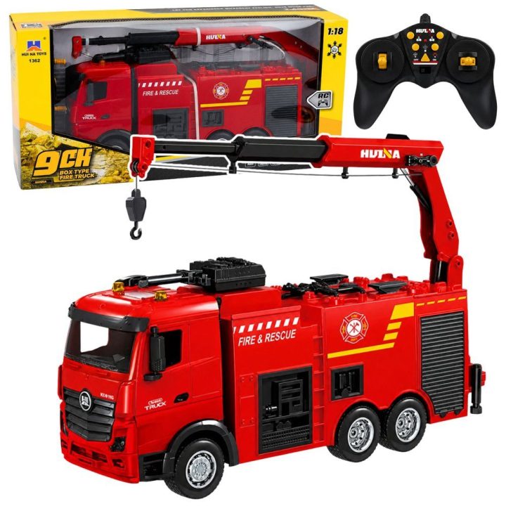 Huina 1362 RC gaisrinis automobilis su kranu ir vandens patranka 1:18
