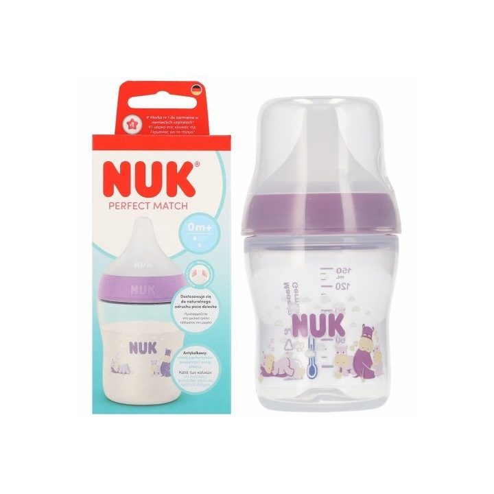 NUK 150 ml kūdikių buteliukas su silikoniniu žinduku Hippo