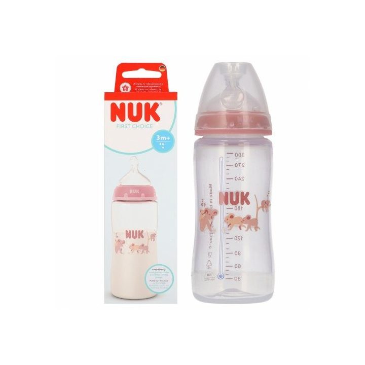 NUK First Choice 300 ml buteliukas su žinduku nuo 3 mėn.