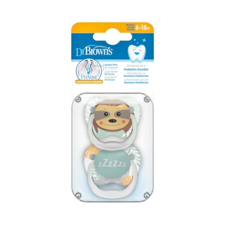2 vnt. čiulptukų Dr. Brown's PreVent rinkinys, 6–18 mėn., žalias