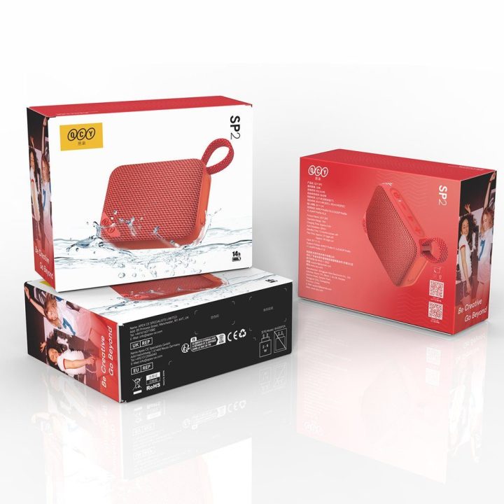 QCY SP2 Bluetooth garsiakalbis su RGB apšvietimu ir stereo režimu, raudonas