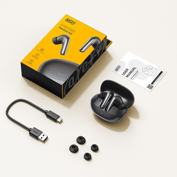 QCY MeloBuds N20 Wireless In-Ear Noise Cancelling ANC Headphones - Black