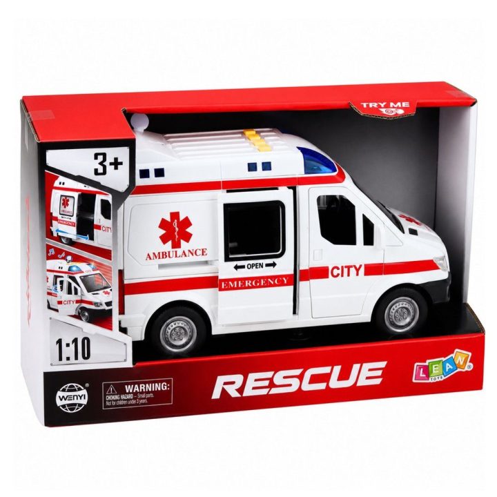 Baltos ir raudonos greitosios pagalbos automobilis 1:10
