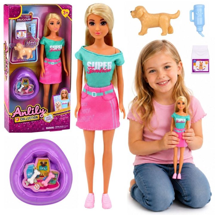 Lėlės ir šuniuko priežiūros rinkinys Anlily 30 cm
