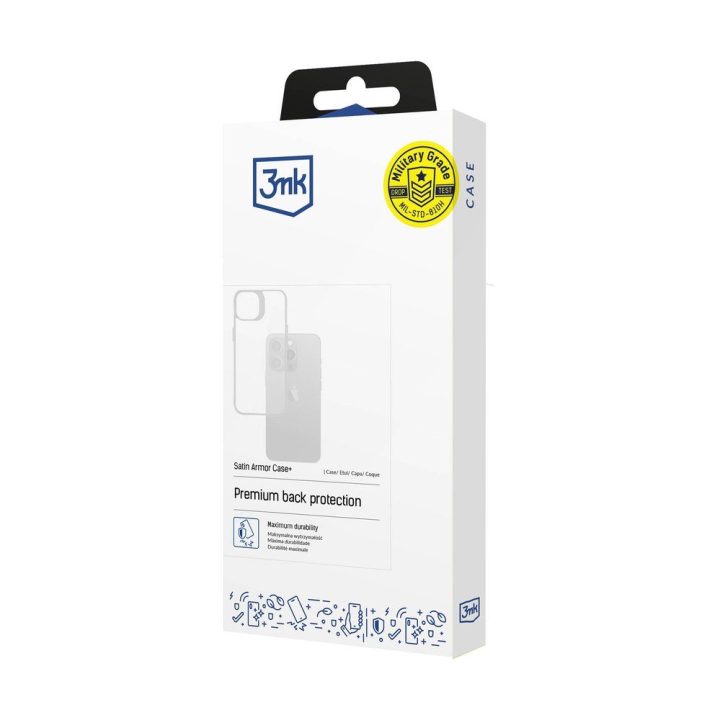 3mk Satin Armor Case+ dėklas Apple iPhone 16e / SE 4 telefonui, skaidrus