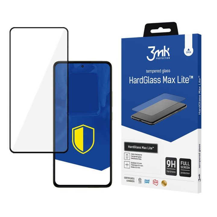 Juodas apsauginis stiklas 3mk HardGlass Max Lite Xiaomi Redmi Note 14 Pro / 14 Pro+ 5G