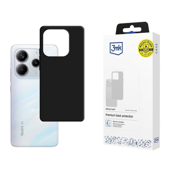 Juodas silikoninis dėklas Xiaomi Redmi Note 14 5G