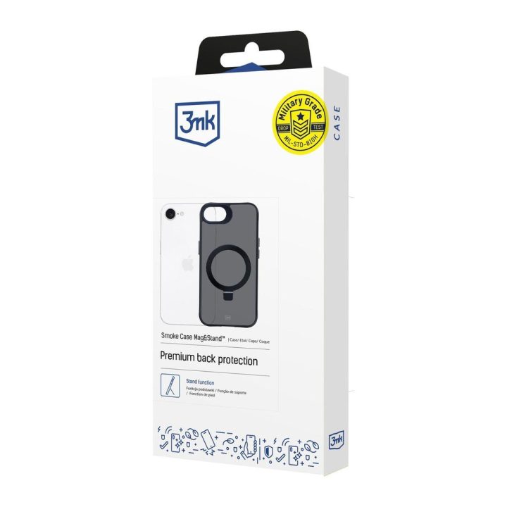Dėklas 3mk Smoke Case Mag&Stand Apple iPhone 16E telefonui, juodas