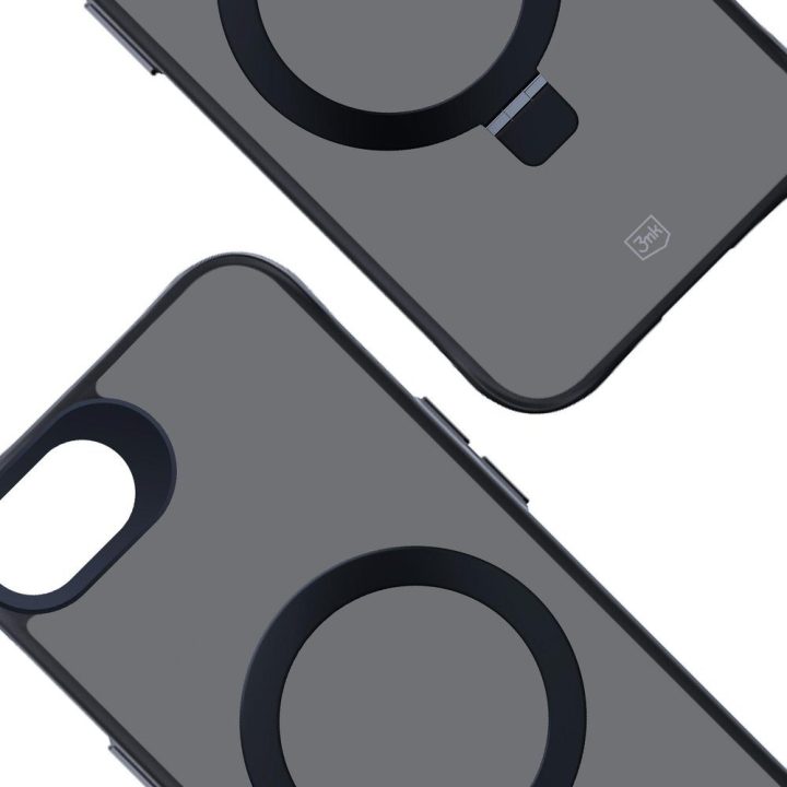 Dėklas 3mk Smoke Case Mag&Stand Apple iPhone 16E telefonui, juodas