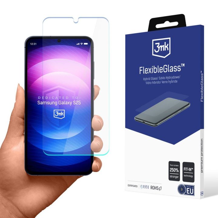 Apsauginis stiklas 3mk FlexibleGlass Samsung Galaxy S25 telefonui