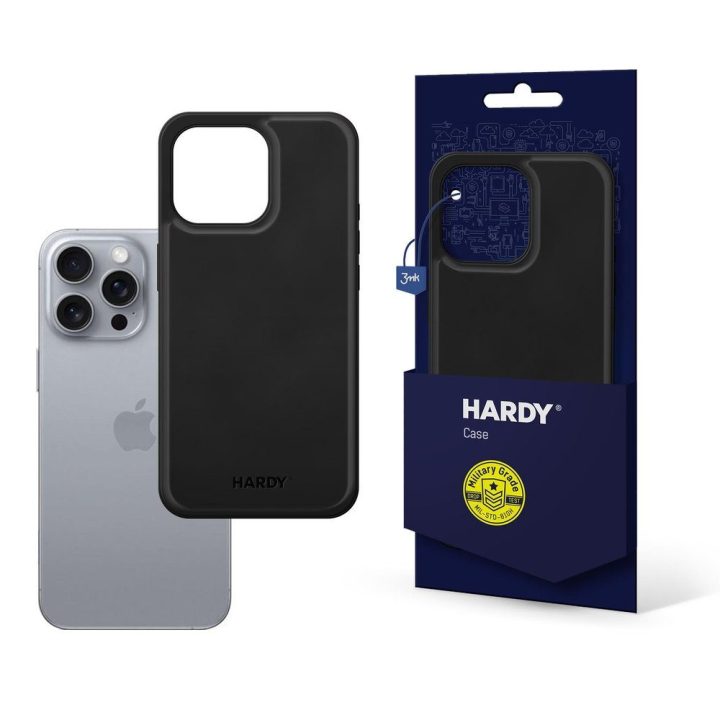 Juodas dėklas Apple iPhone 16 Pro Max telefonui 3mk Hardy Silicone MagCase