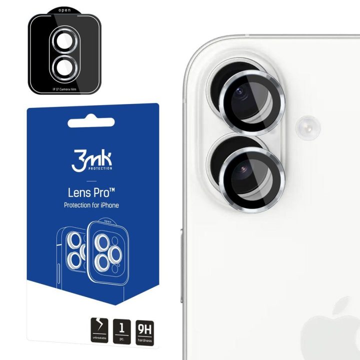 Sidabro spalvos apsauginis stiklas 3mk Lens Protection Pro iPhone 17 kamerai