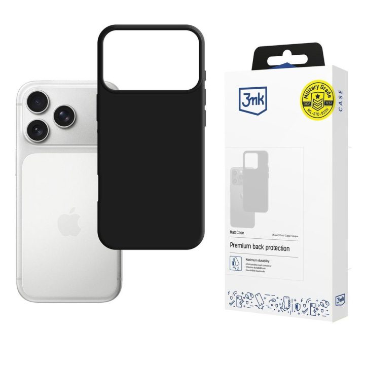 3mk Matt Case dėklas Apple iPhone 17 Pro Max telefonui, Matte Black