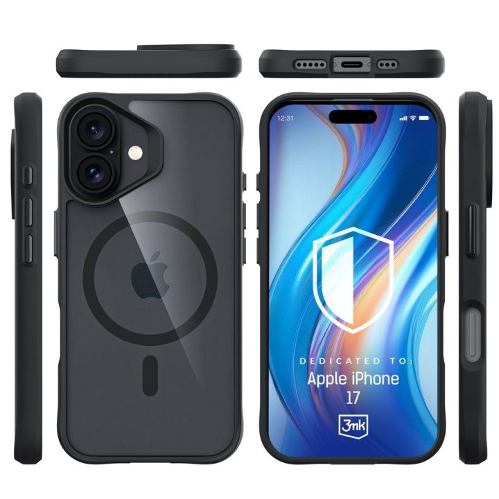 Juodas dėklas iPhone 17 3mk Satin Armor MagCase