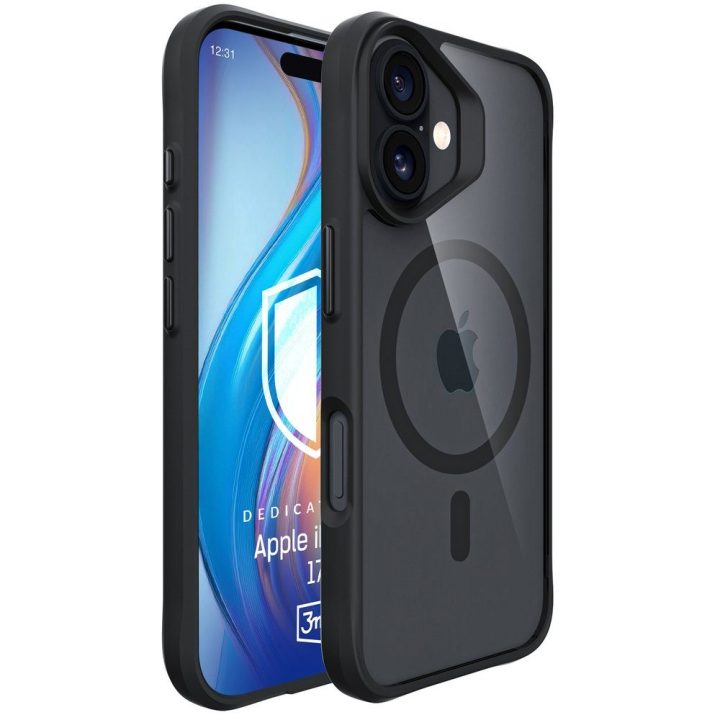 Juodas dėklas iPhone 17 3mk Satin Armor MagCase