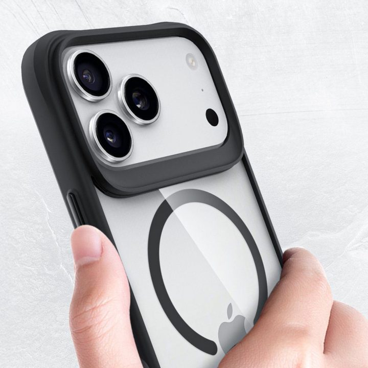 Dėklas iPhone 17 Pro Max telefonui 3mk Satin Armor MagCase, skaidriai juodas