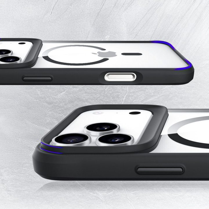 Dėklas iPhone 17 Pro Max telefonui 3mk Satin Armor MagCase, skaidriai juodas