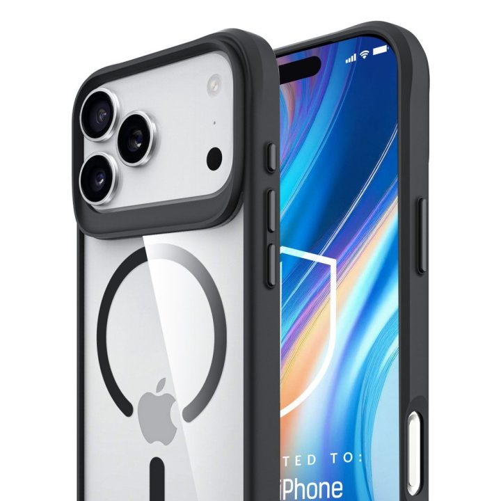 Dėklas iPhone 17 Pro Max telefonui 3mk Satin Armor MagCase, skaidriai juodas
