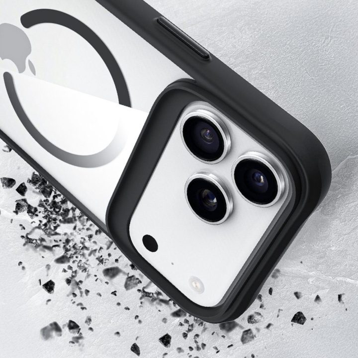 Dėklas iPhone 17 Pro Max telefonui 3mk Satin Armor MagCase, skaidriai juodas