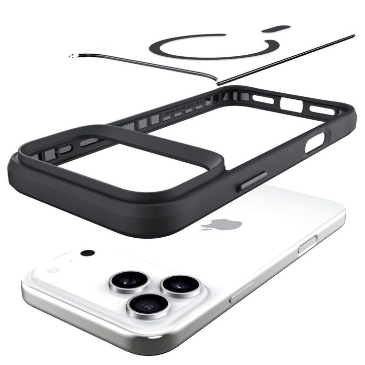 Dėklas iPhone 17 Pro Max telefonui 3mk Satin Armor MagCase, skaidriai juodas