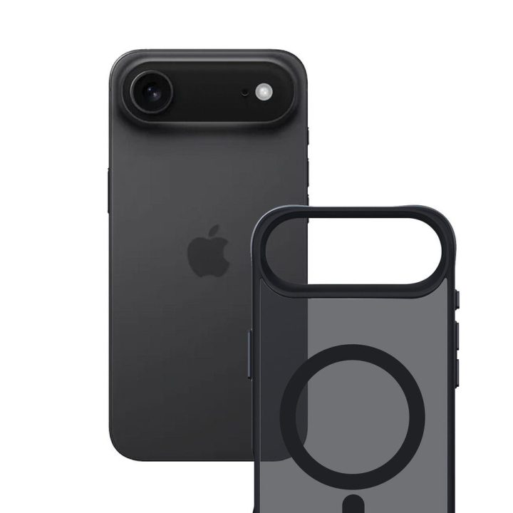 Juodas pusiau permatomas dėklas iPhone 17 Air