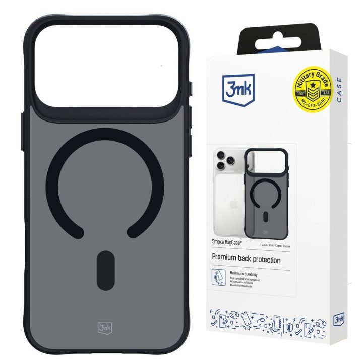 „Smoke MagCase“ dėklas iPhone 17 Pro, juodas pusiau permatomas