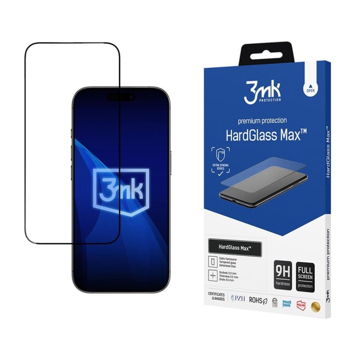 Grūdintas apsauginis stiklas 3mk HardGlass Max Black iPhone 17 Air