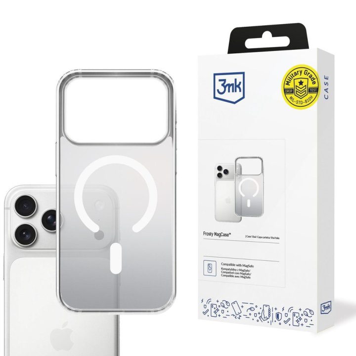 Baltas dėklas 3mk Frosty MagCase iPhone 17 Pro telefonui